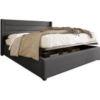 BETT mit Bettkasten 160x200 cm Leinen Grey inkl. Matratze - Grau, Metall (160/200cm) - Meubliv