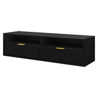TV-LOWBOARD Queen 140 - Goldfarben/Schwarz, Holzwerkstoff/Metall (140/35/33cm) - MIRJAN24