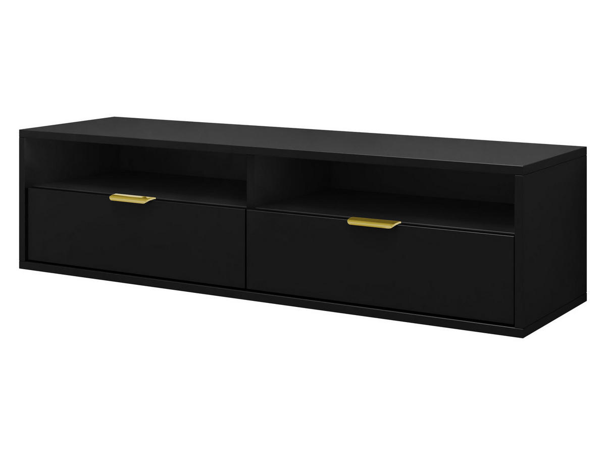 TV-LOWBOARD Queen 140 - Goldfarben/Schwarz, Holzwerkstoff/Metall (140/35/33cm) - MIRJAN24