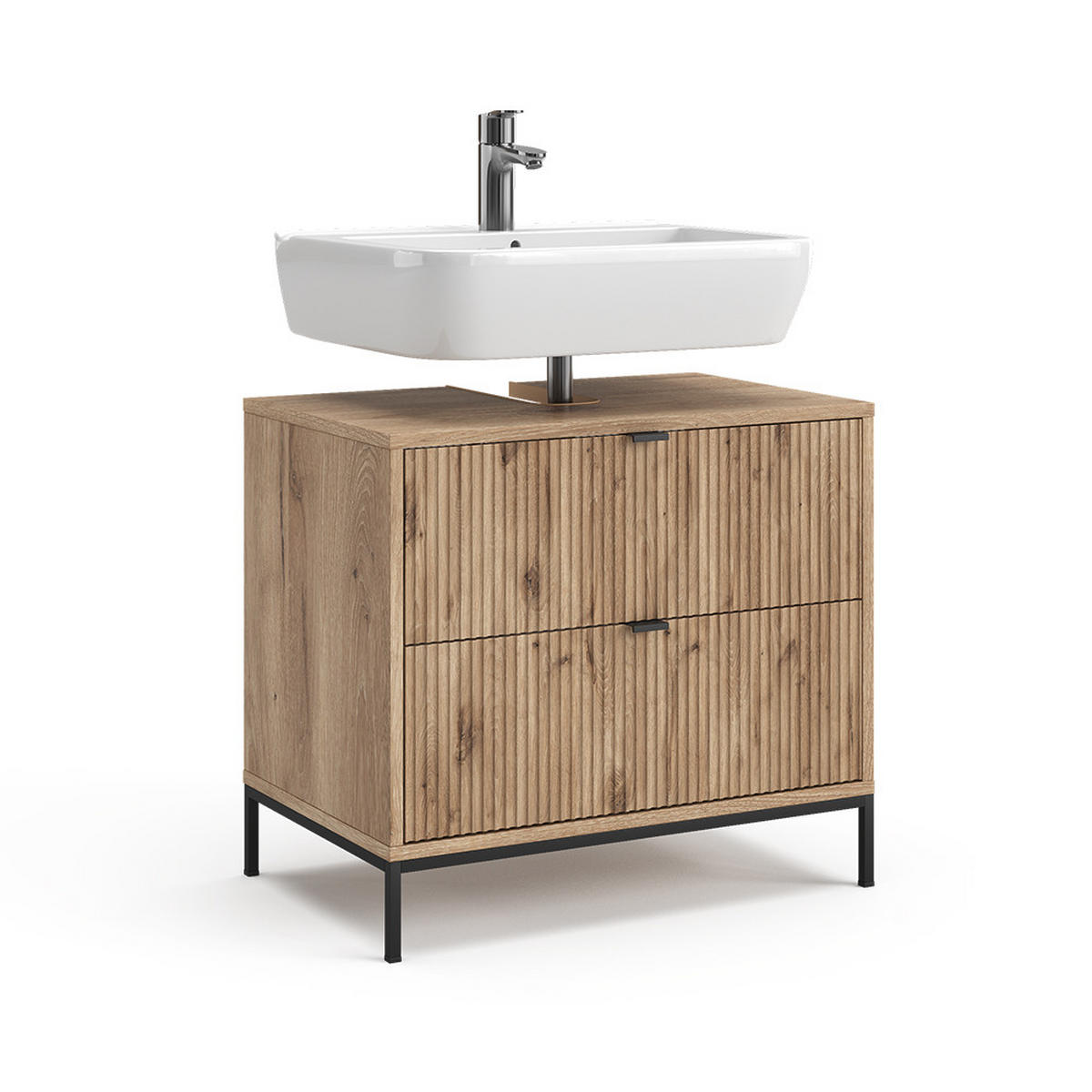 WASCHBECKENUNTERSCHRANK Eliza Viking Oak 70 x 63 cm mit 2 ausziehbaren Schubladen - Eichefarben, Holzwerkstoff (70/63/45.1cm) - Vicco