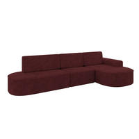ECKSOFA mit Schlaffunktion Ottomane RECHTS MARI L2-S 368X167X85 Bordeauxrot Velours - Bordeaux/Schwarz, Holzwerkstoff/Kunststoff (167/368cm) - ALTDECOR