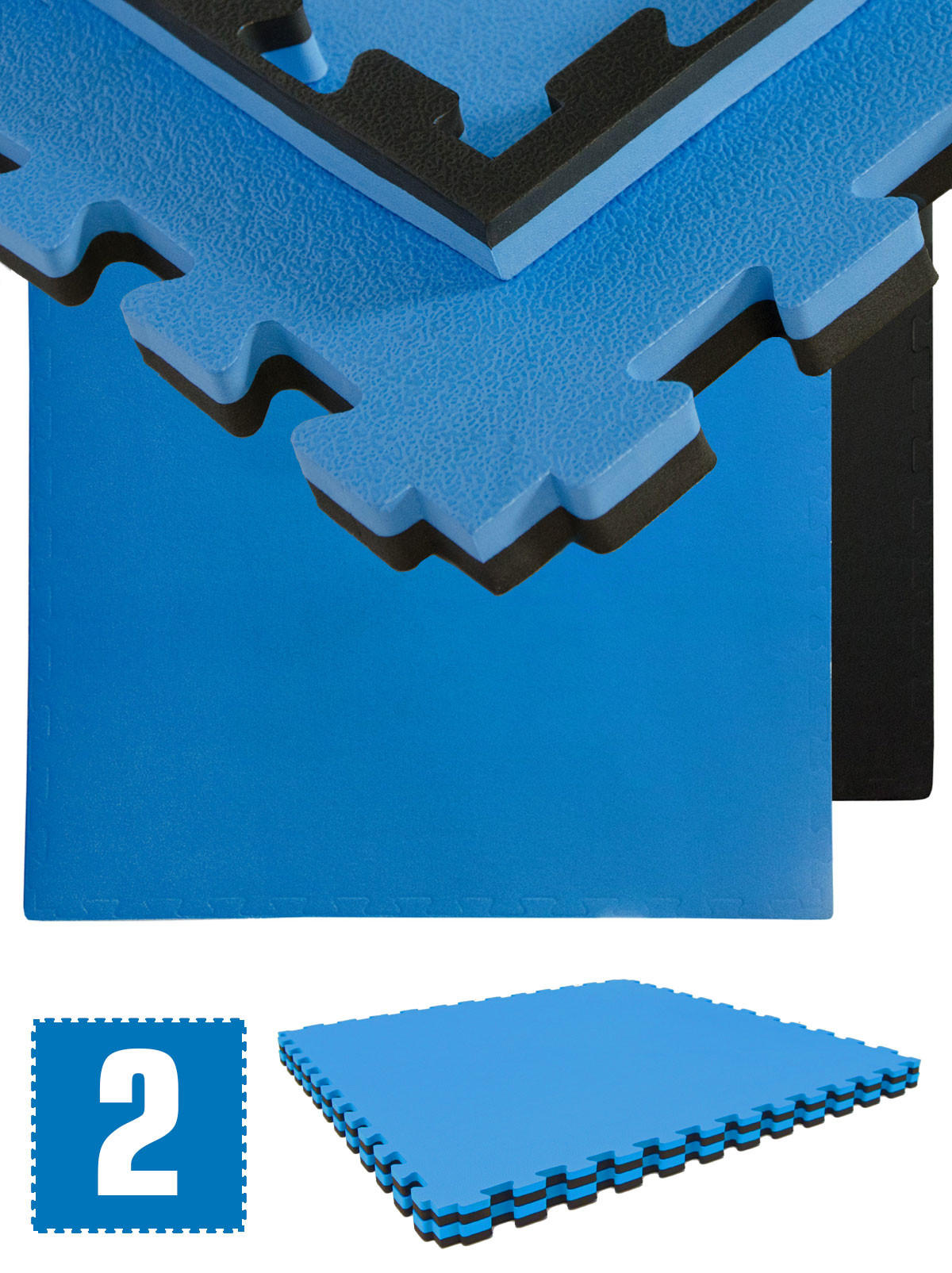 BODENSCHUTZMATTE 90x90x2,5 cm, Schwarz/Blau , 2er Set - Schwarz, Kunststoff (90/90/2.5cm) - eyepower