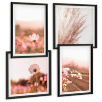 BILDER SET 4er Set - 50x50 cm & 40x60 cm Schwarzer Rahmen - Wildblumen auf den Wiesen im Sommer - Schwarz, Kunststoff (50/50cm) - TULUP