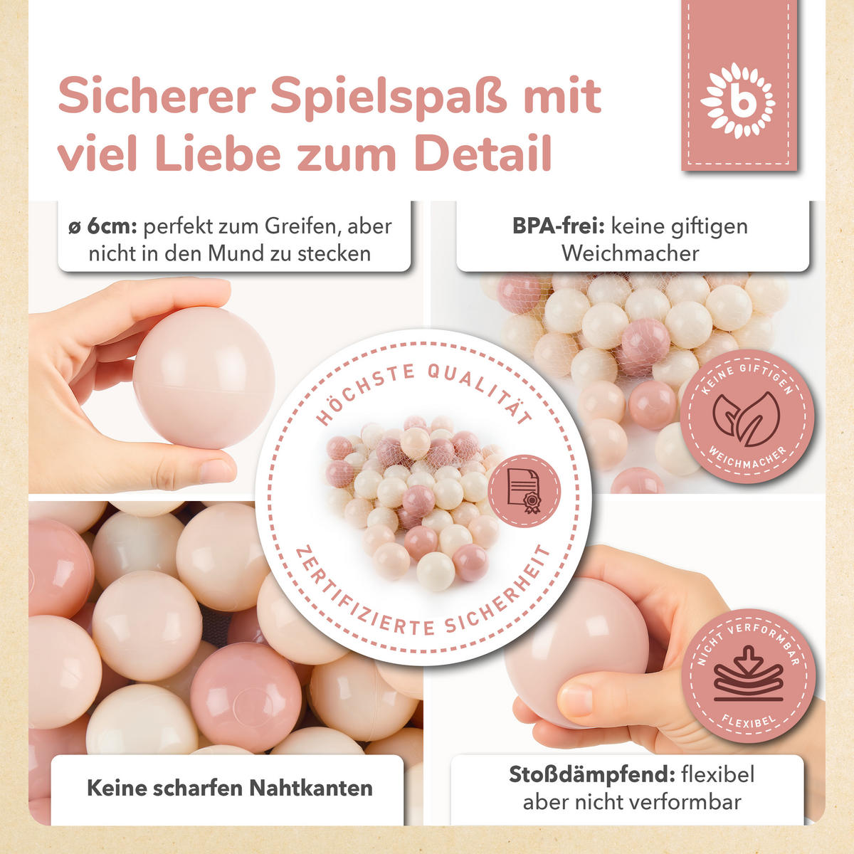 BÄLLE für Bällebad Dreamy Flowers 100 St - Multicolor, Kunststoff (35/20cm) - Bieco Spielwaren