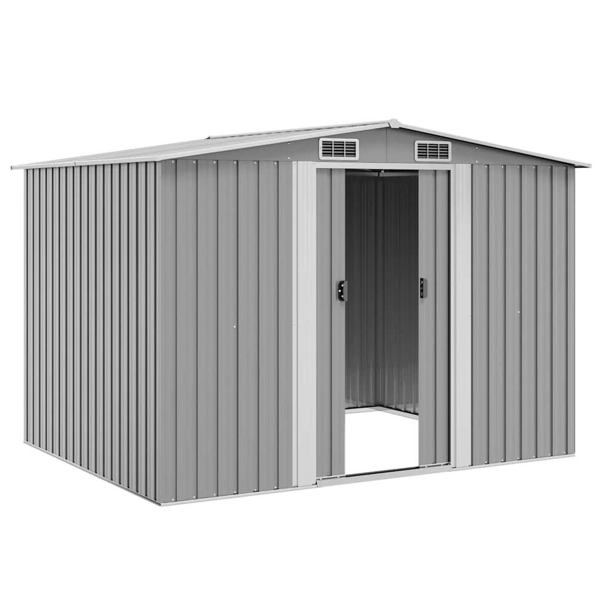 GARTENSCHUPPEN Grau Metall 257/205/178 Cm - Grau, Metall (205/178/257cm) - vidaXL