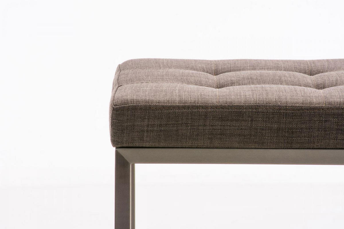 HOCKER Stoff grau - Edelstahlfarben/Grau, Textil/Metall (40/48/40cm) - CLP