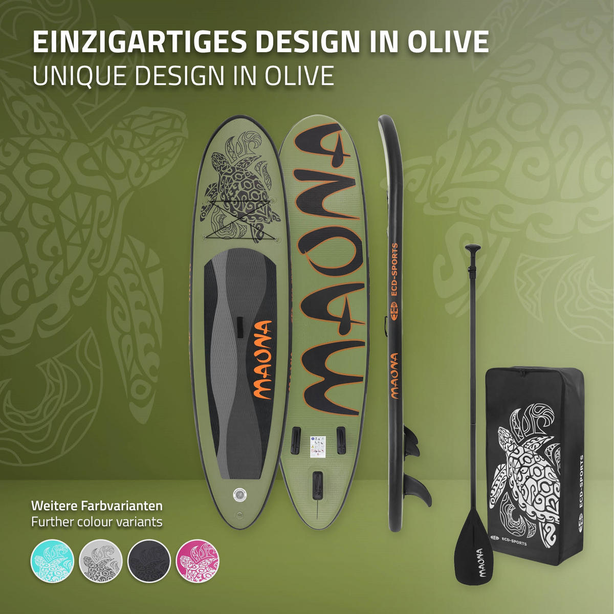STAND UP PADDLE BOARD Maona Olive - Olivgrün, Kunststoff (308/78/10cm) - ECD-Germany