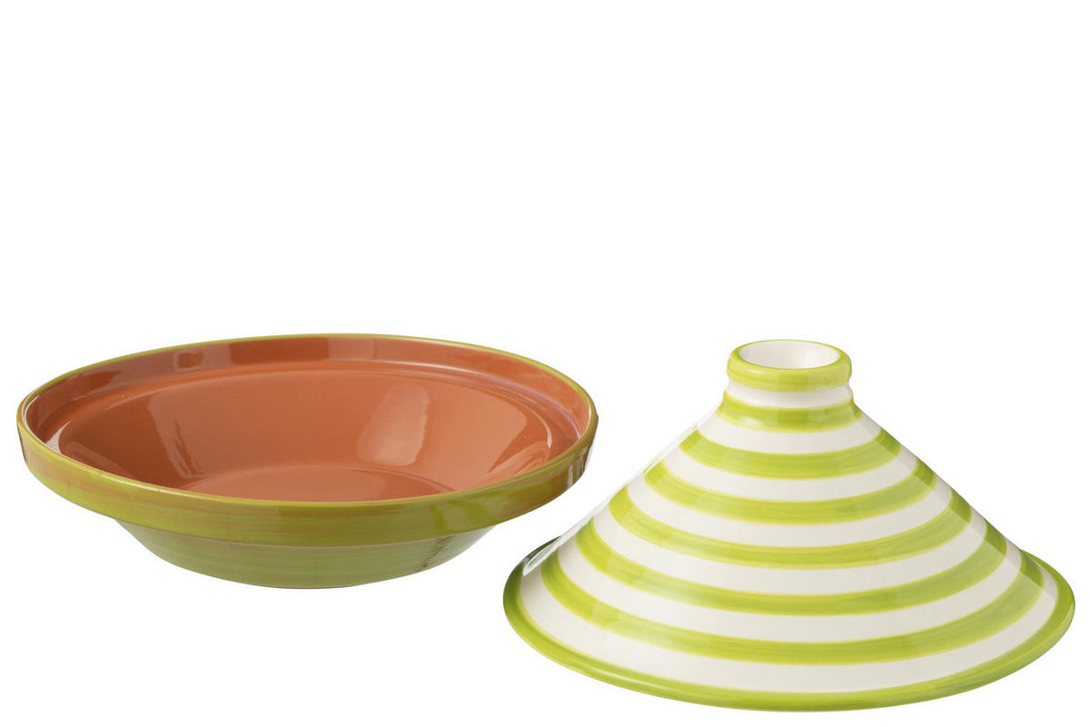 TAJINE GRANADA STRIPES - Töpferei - Grün - Multicolor, Keramik (20cm) - J-Line