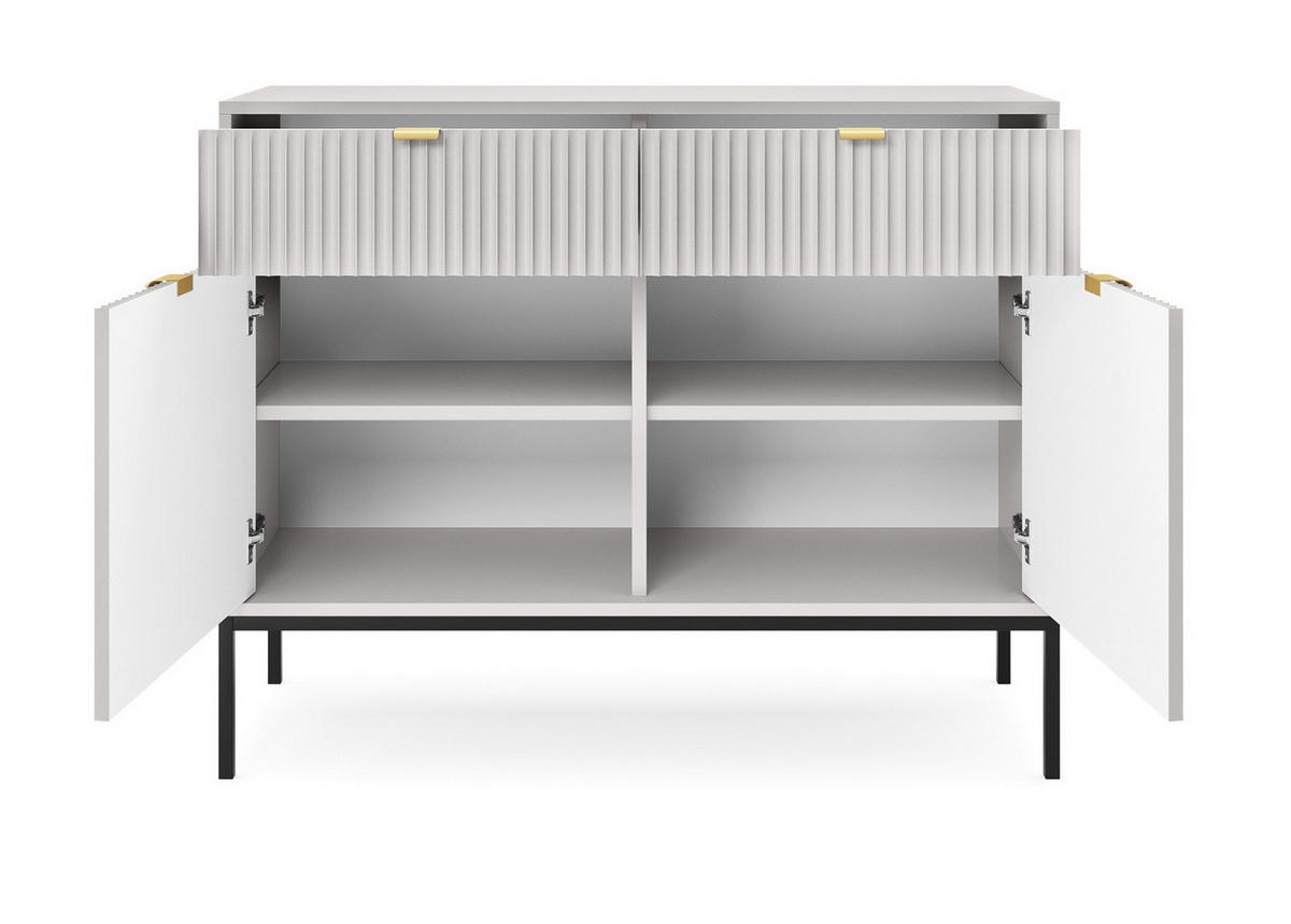 SIDEBOARD 104 cm mit Schubladen Galla, Sideboard, Grau + Gold - Goldfarben/Grau, Holz (104/83/39cm) - Emporius