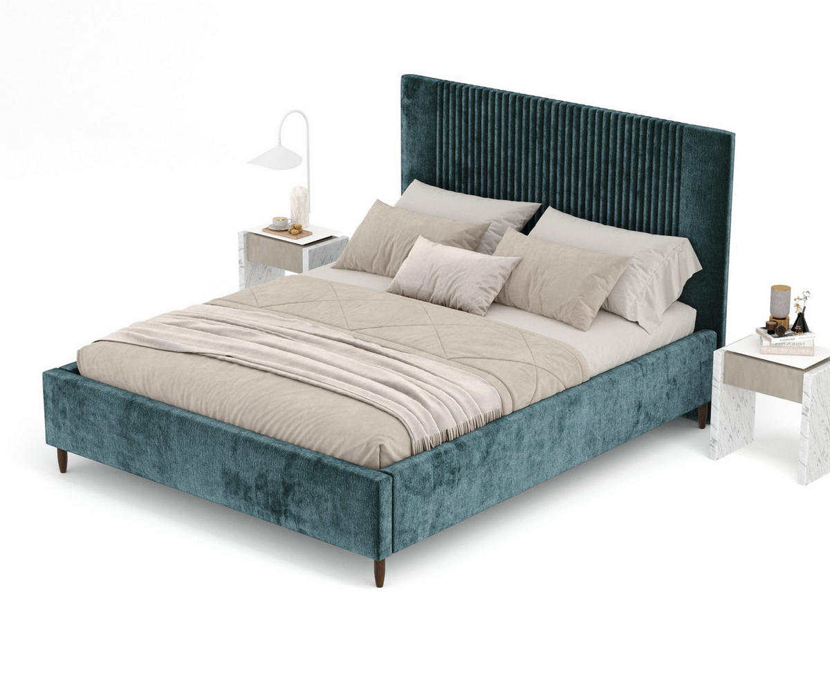 POLSTERBETT Etero Dunkelgrün 140/200 cm im Chenille-Stoff - Wengefarben/Dunkelgrün, Holz/Holzwerkstoff (140/200cm) - Maison de Reve