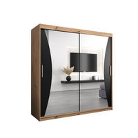 SCHWEBETÜRENSCHRANK 200/200/62 2-türig - Silberfarben/Schwarz, Holz/Kunststoff (200/200/62cm) - Abiks Möbel