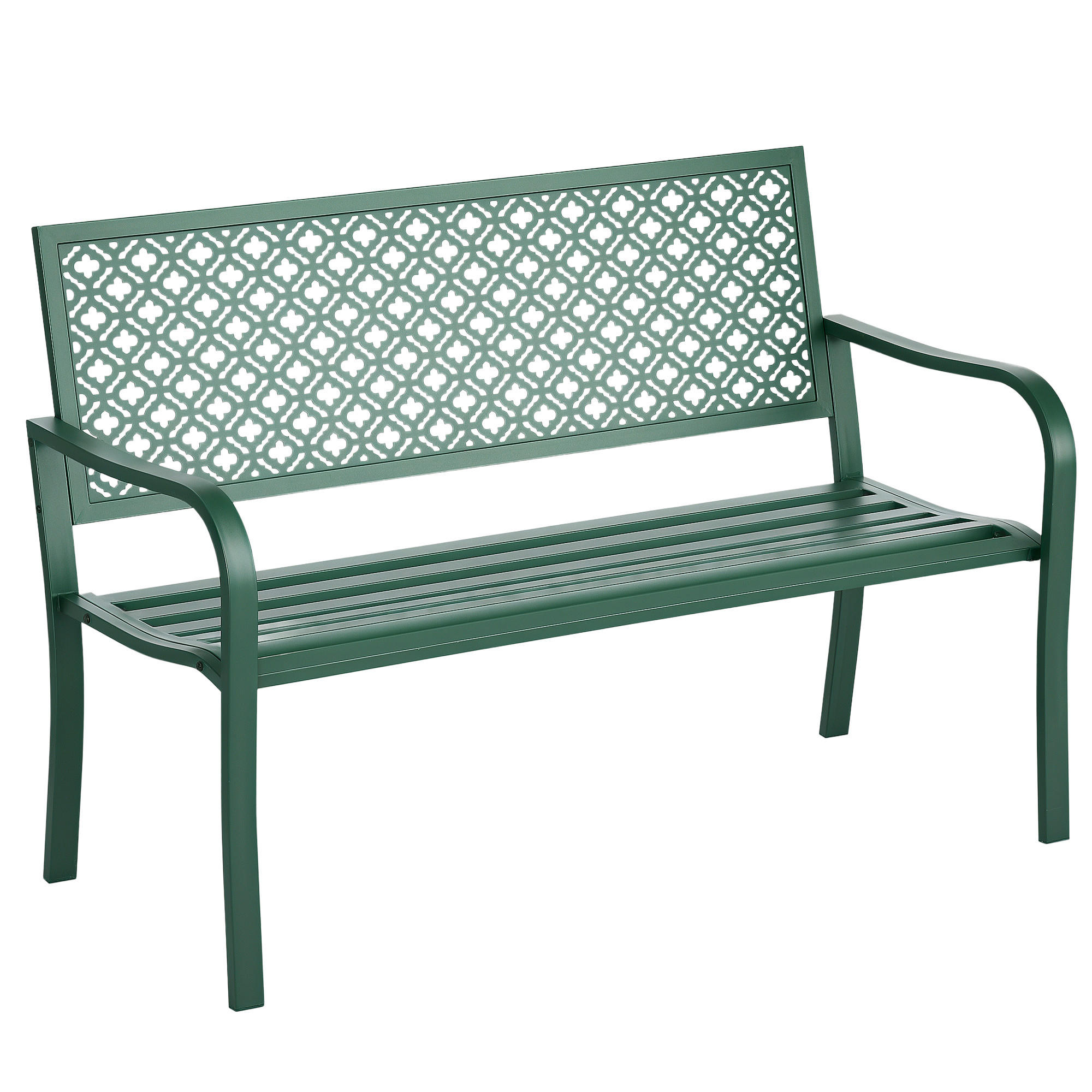 GARTENBANK DE-17770 2-Sitzer mit floralem Motiv Dunkelgrün - Dunkelgrün, Metall (127/83/63cm) - ComfortXL