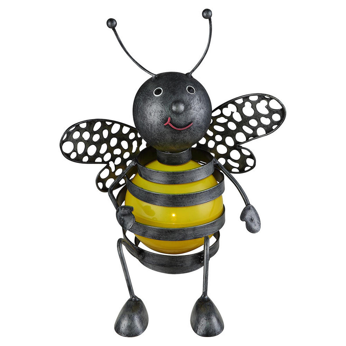 LED AUSSENLEUCHTE Solar Schwarz Gelb - Schwarz, Metall (21.5/14.5/25cm) - Globo Lighting