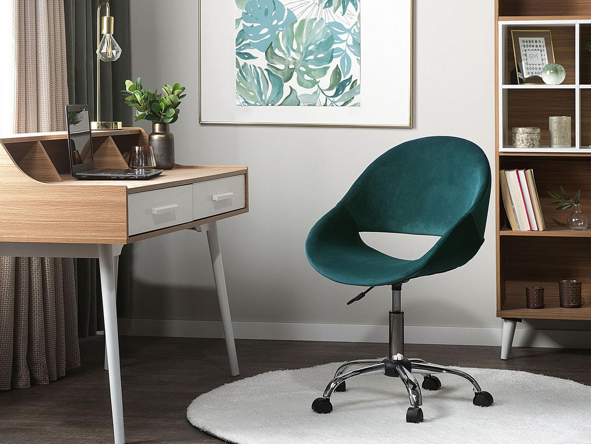 BÜROSTUHL Samtstoff Grün Selma - Grün, Textil/Metall (62/84/62cm) - Beliani