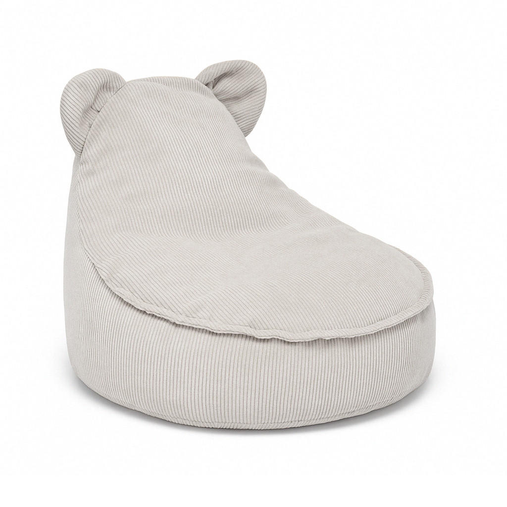 SITZSACK für Kinder, Bär, Slimcord, Grau - Hellgrün, Textil (58/50/67cm) - MeowBaby