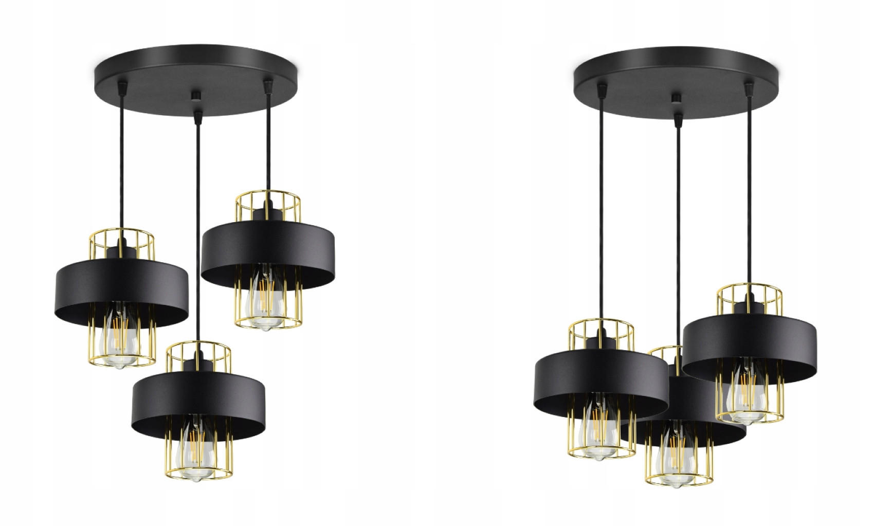 PENDELLEUCHTE LOFT - Goldfarben/Schwarz, Metall (30/30/90cm) - kiki design