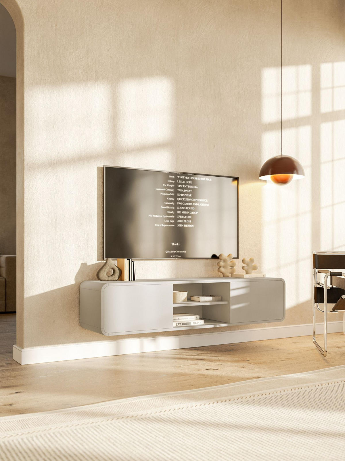 TV-HÄNGEBOARD Oro Greige mit 2 Schubladen 154 cm - Taupe, Holzwerkstoff (154/32.4/40cm) - Selsey