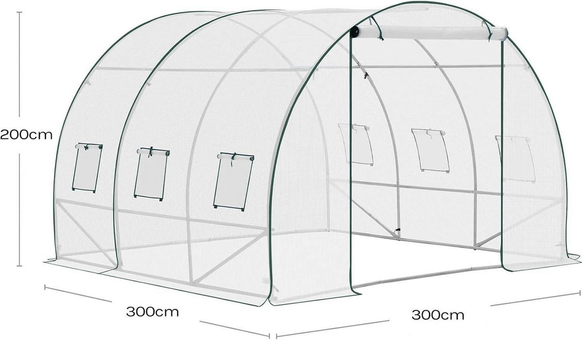 GEWÄCHSHAUS Winterfest, 300x300x200 cm, Weiß - Weiß, Textil/Metall (300/200/300cm) - Woltu