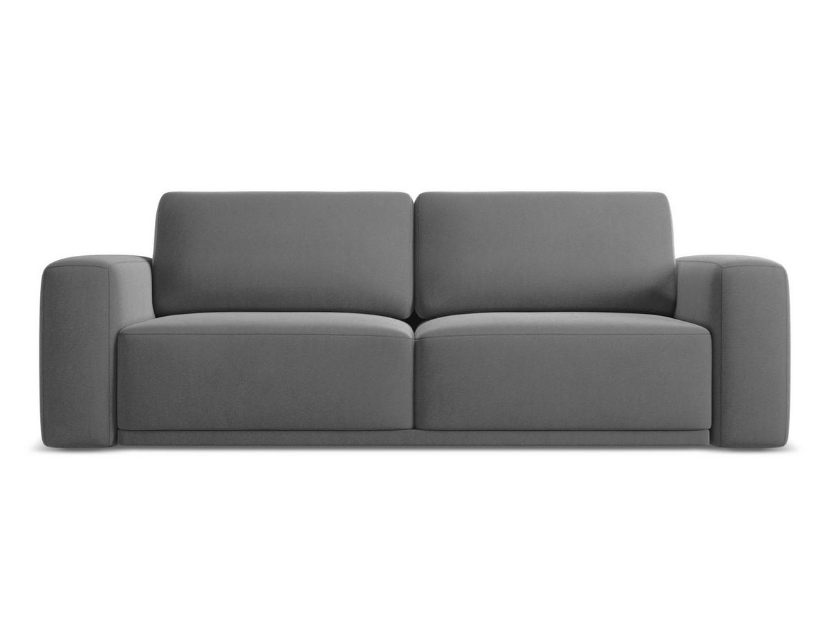 3-SITZER SOFA mit Schlaffunktion Samt Stoff Grau - Schwarz/Grau, Kunststoff/Textil (242/91/100cm) - Makamii