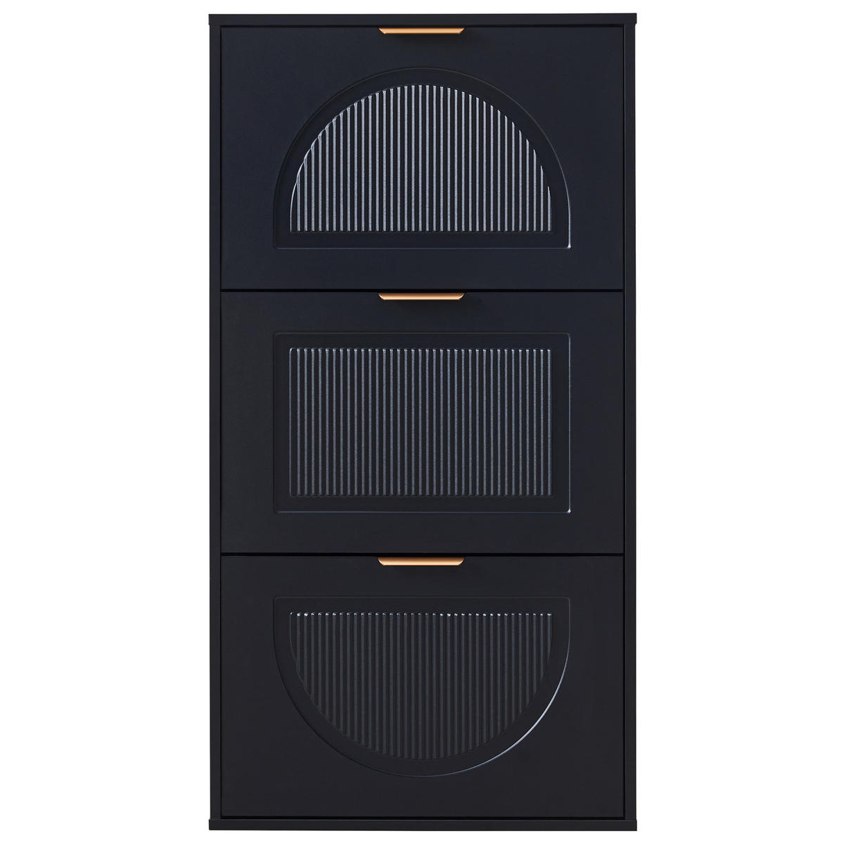 SCHUHSCHRANK mit 3 Klappen 60 x 24 x 114 cm MDF Schwarz - Schwarz, Holz (24/114/60cm) - Beauniv