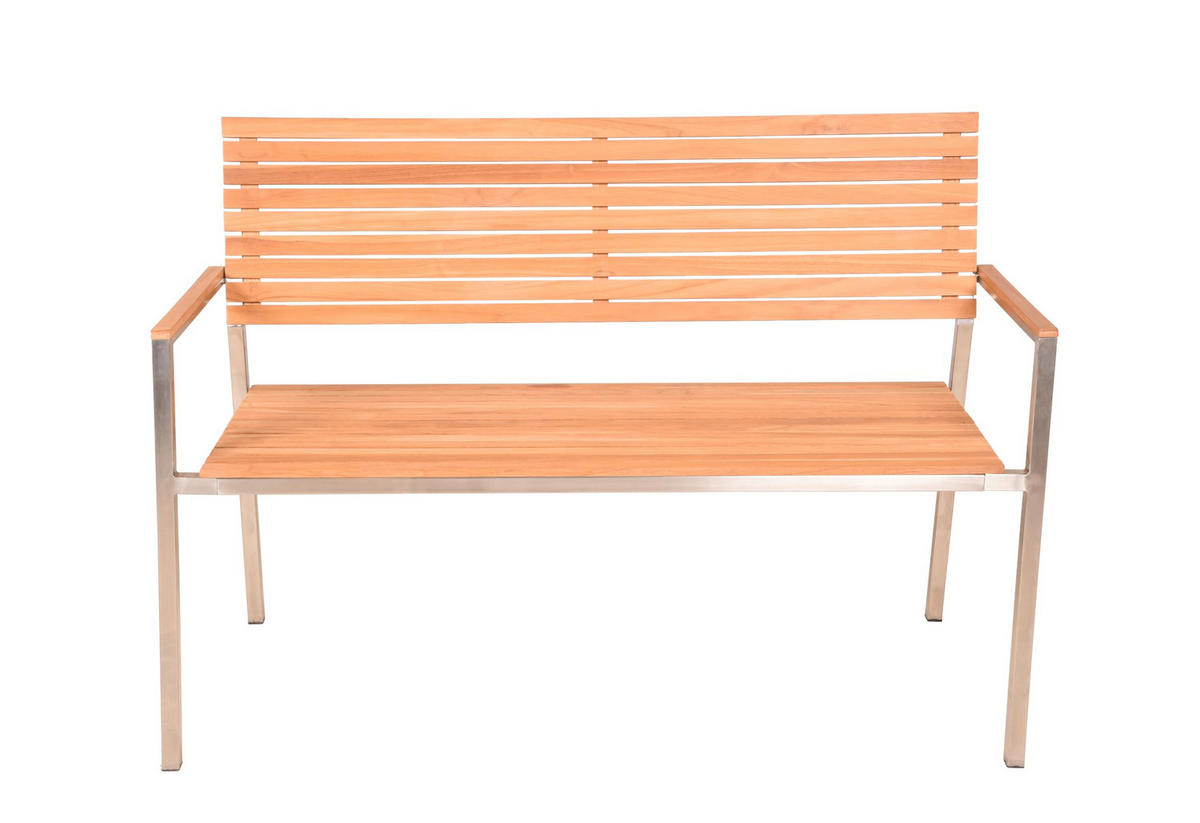 GARTENBANK Leon 2-Sitzer Terrassenbank - Silberfarben, Holz (125/86/55cm) - DELUKE