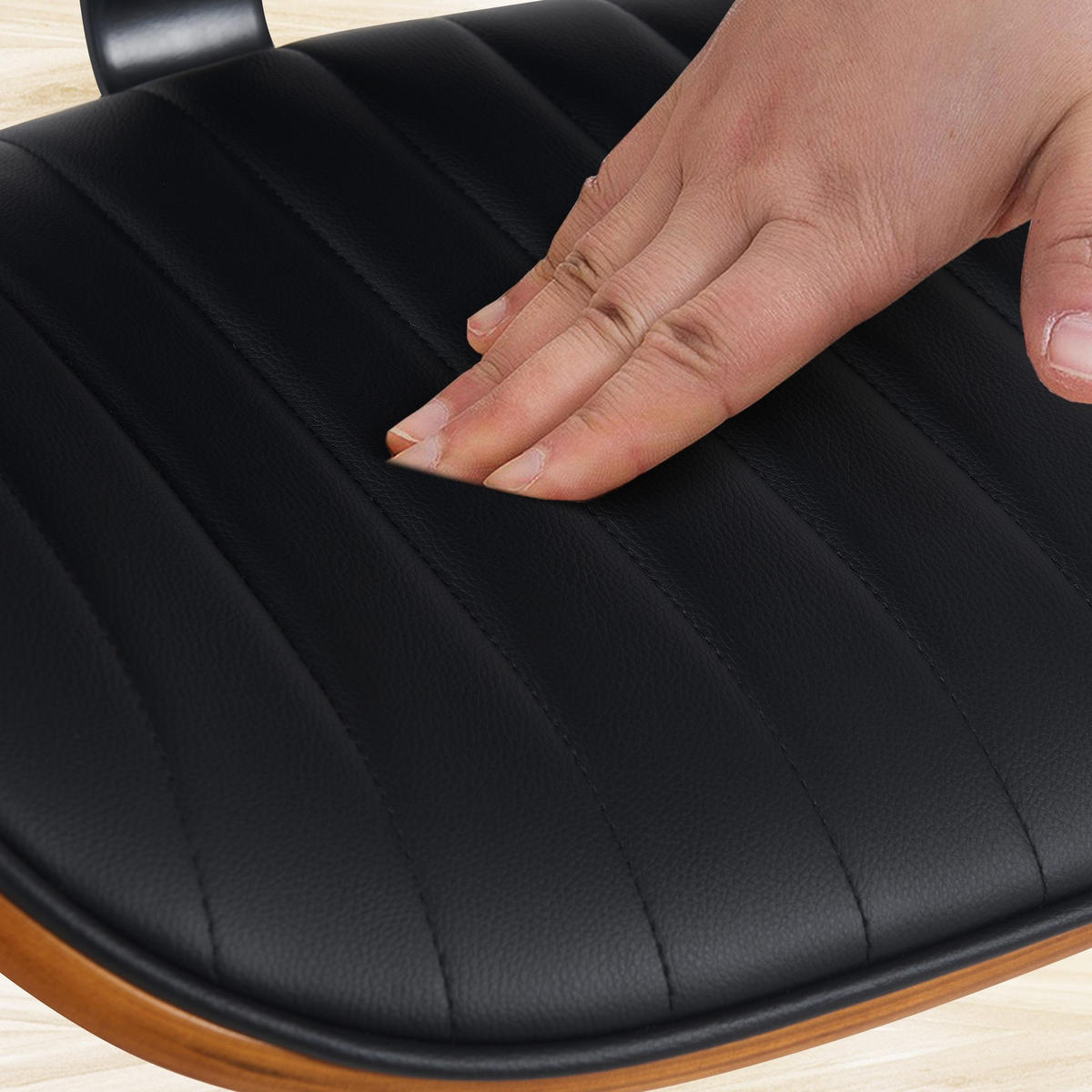 BARHOCKER Clawson Kunstleder 94-115x50x50 cm Schwarz - Nussbaumfarben, Leder (50/94/50cm) - furnicato