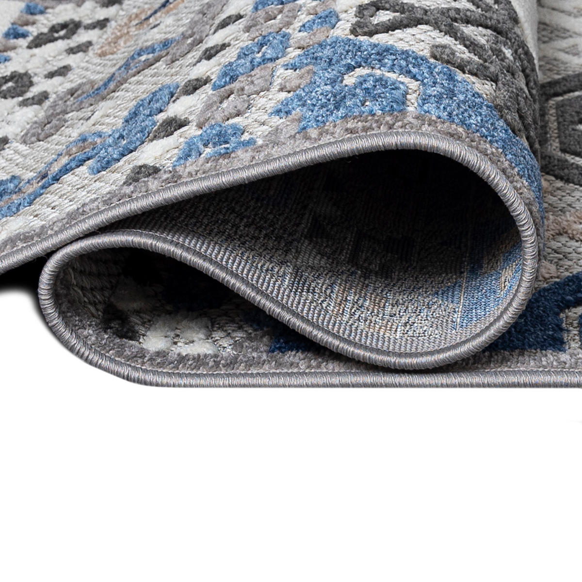 TEPPICH In-Outdoor Blue Ethnische - Kurzflor Rechteckig Grau - 140 x 200 cm - Blau, Textil (140/200cm) - Mazovia