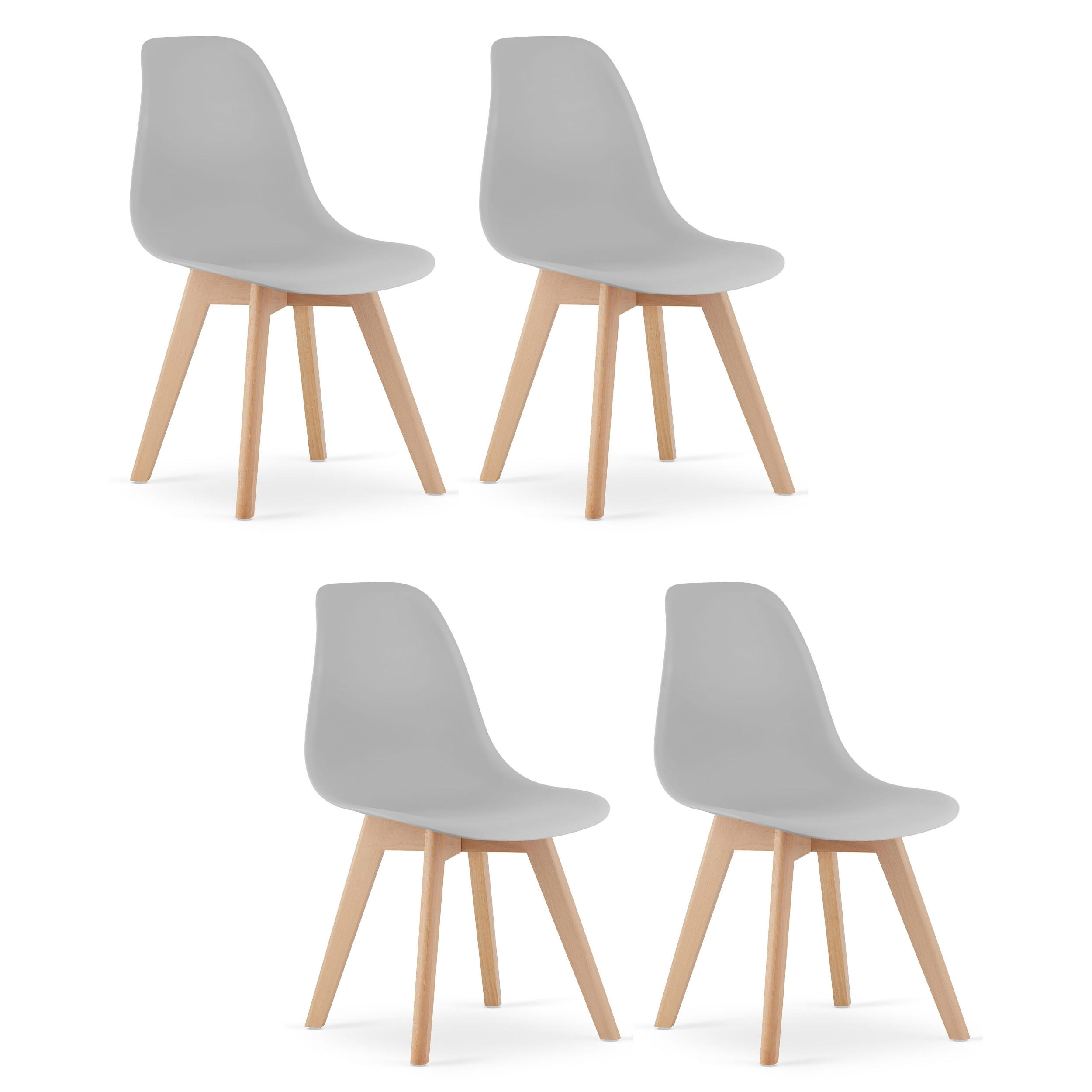 STUHL ATRI 4-er Set, Grau Hölzerne Buchenbeine - Hellgrau, Holz/Textil (46/80/55cm) - Komodee