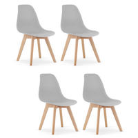 STUHL ATRI 4-er Set, Grau Hölzerne Buchenbeine - Hellgrau, Holz/Textil (46/80/55cm) - Komodee