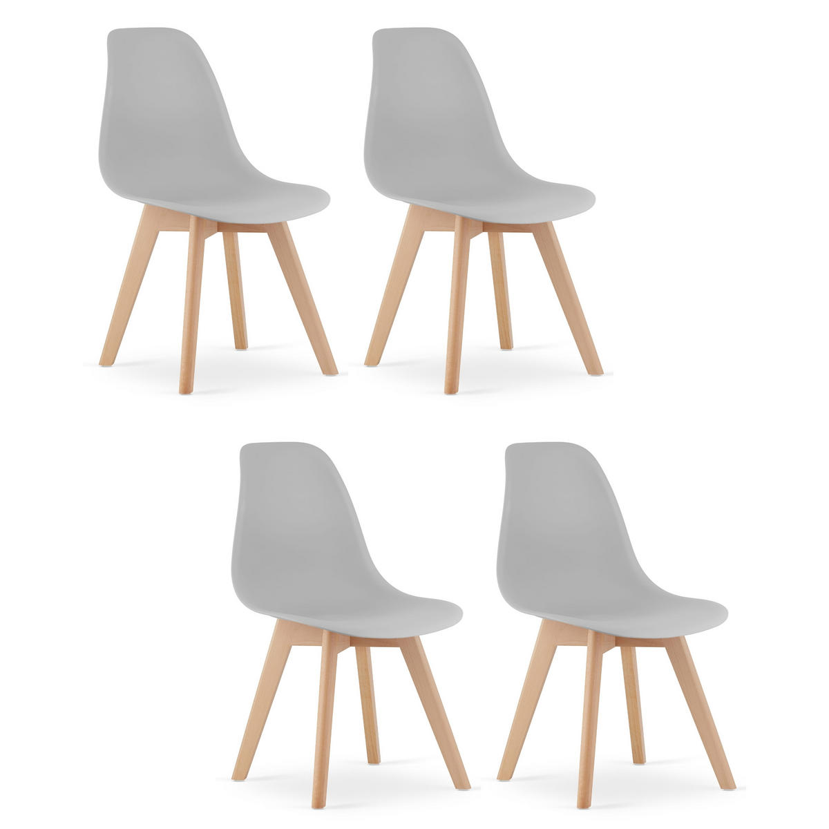 STUHL ATRI 4-er Set, Grau Hölzerne Buchenbeine - Hellgrau, Holz/Textil (46/80/55cm) - Komodee