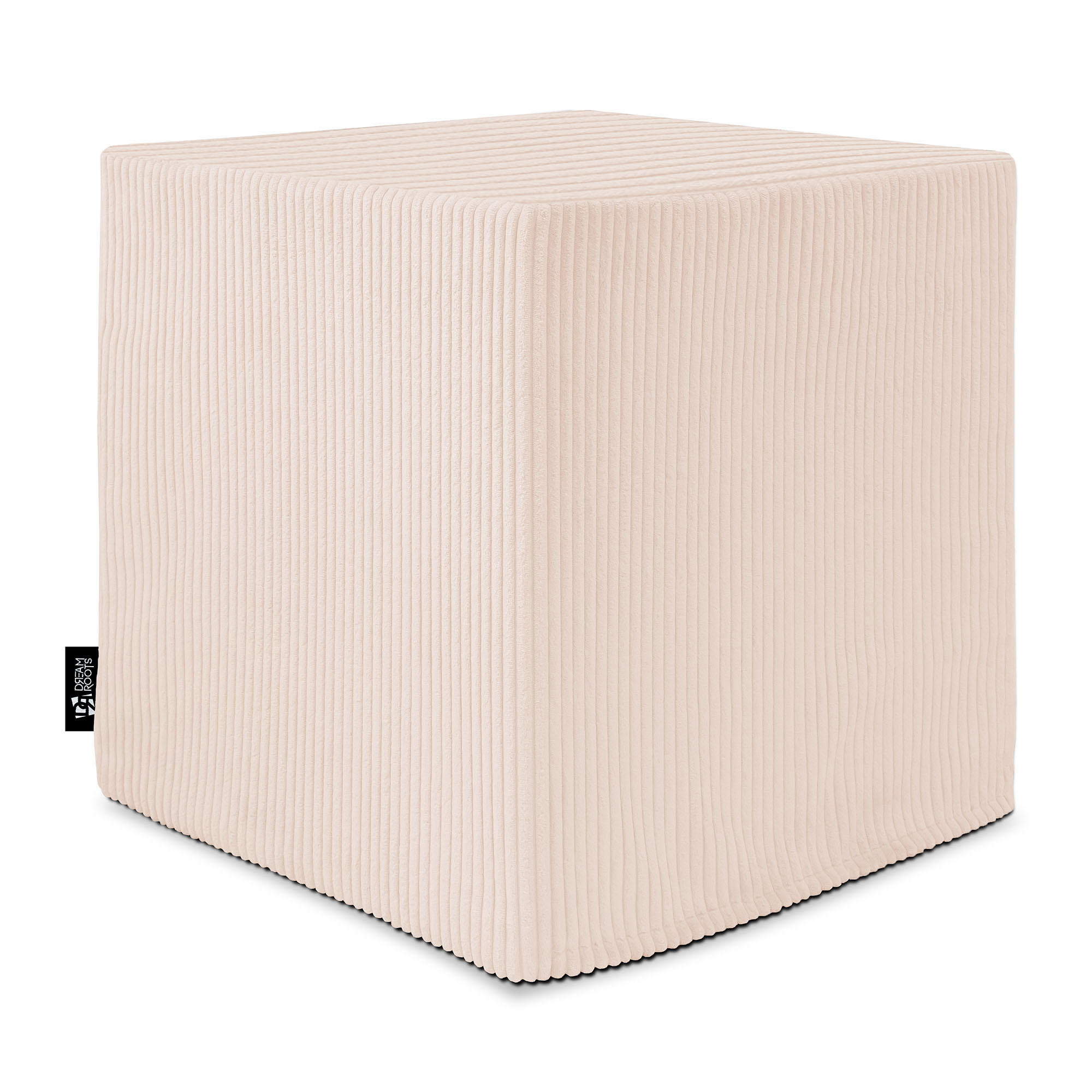 SITZSACK QUBIK HOCKER Sitzwürfel 40/40/40 cm Cord Vanilla Ice - Creme, Textil (40/40/40cm) - Dreamroots