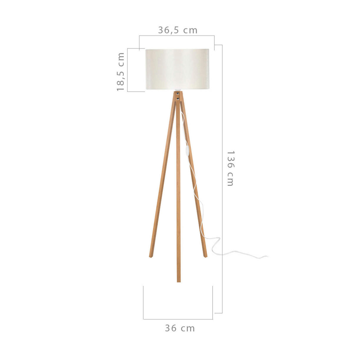 STEHLEUCHTE Rochester - Creme, Textil (37/37/136cm) - lux.pro