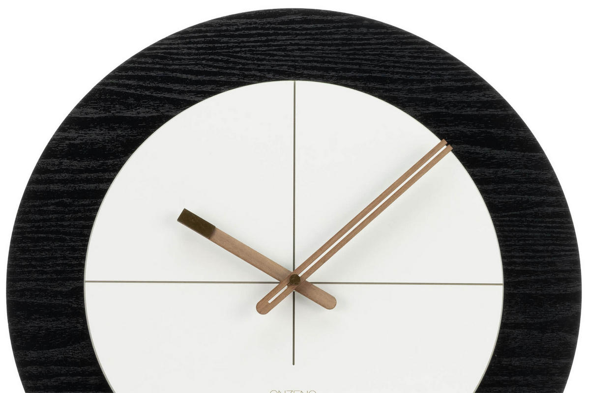 WANDUHR Design Schwarz-Weiß 40/40 cm - Schwarz, Holzwerkstoff (0.78/40/1cm) - ONZENO