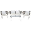LOUNGE-SET 4-sitzer Rattan Weiß Ragusa - Weiß, Kunststoff - Beliani