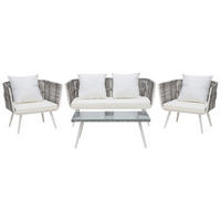 LOUNGE-SET 4-sitzer Rattan Weiß Ragusa - Weiß, Kunststoff - Beliani