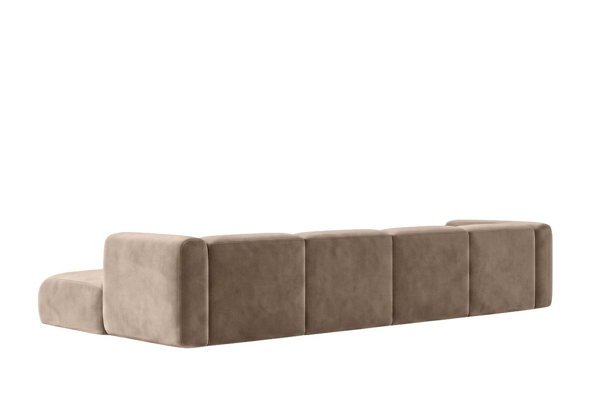 ECKSOFA U-Form, Velvet-Stoff Bluvel, Latte, GRETA - Hellbraun, Holz (408/70/179cm) - Kaiser Möbel