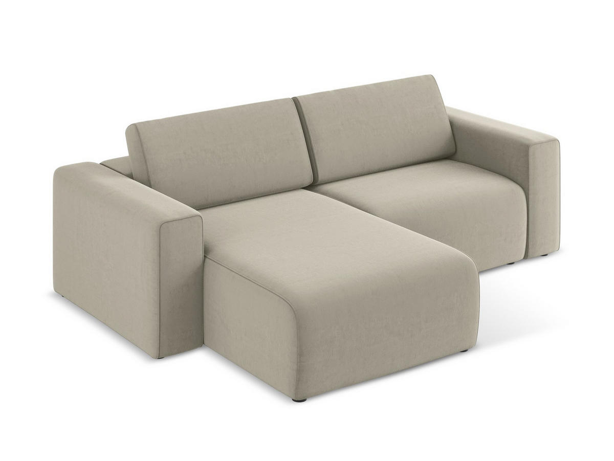 ECKSOFA Links Samt Stoff Creme - Perlmutt/Lila, Kunststoff/Textil (167/224cm) - Makamii