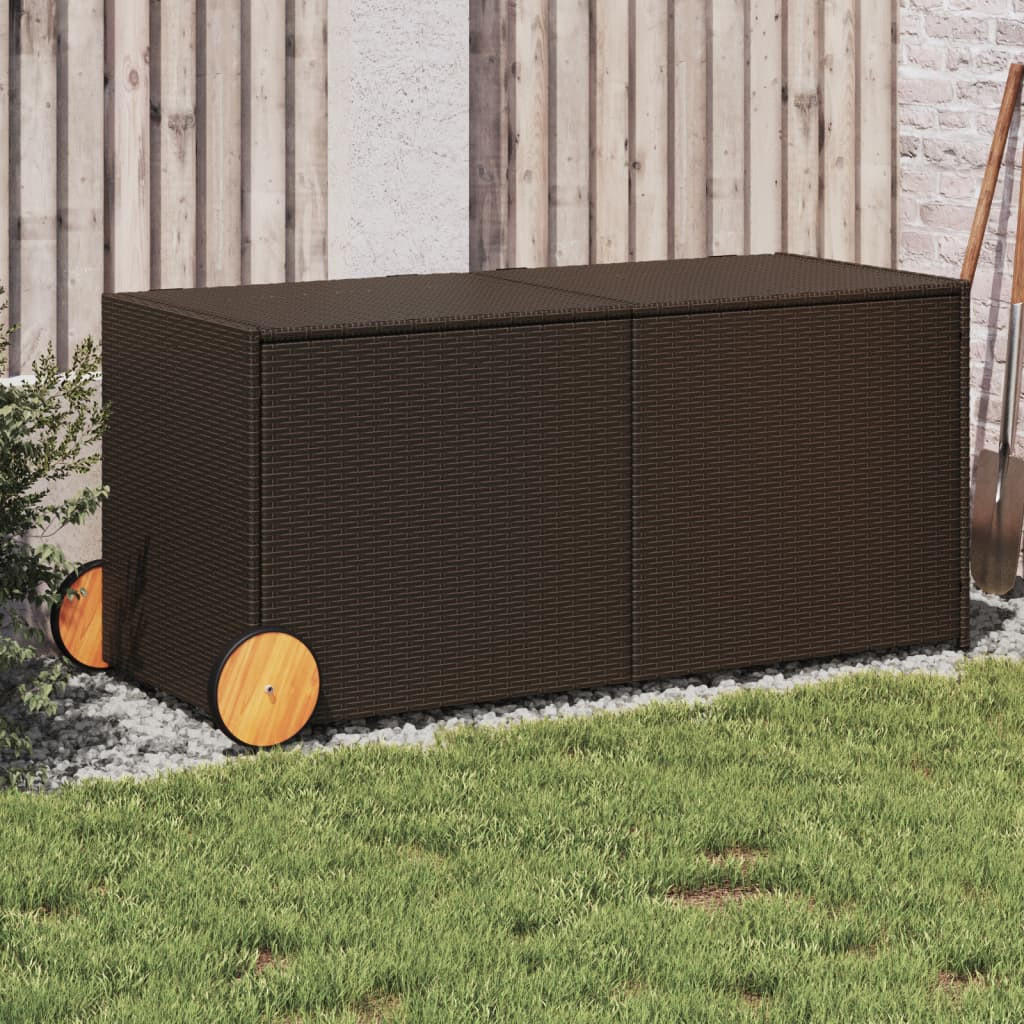 GARTENTRUHE mit Rollen Braun 283L Poly Rattan - Braun, Kunststoff (127/102/55cm) - furnicato