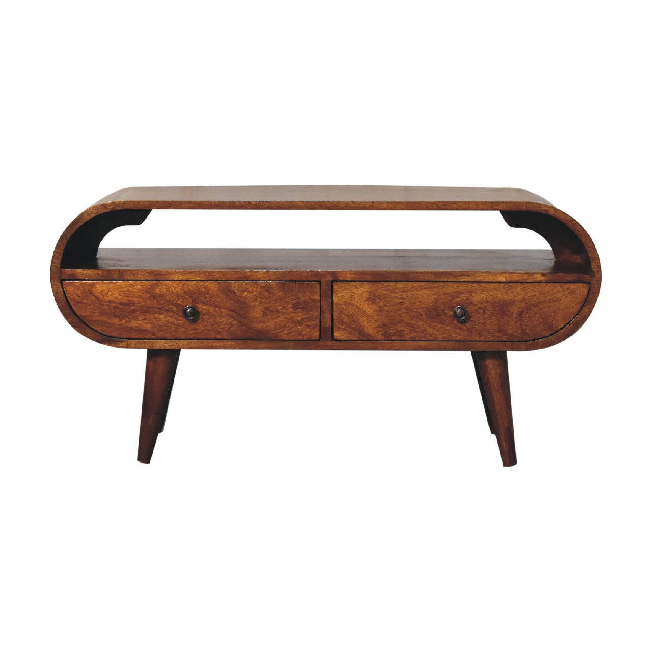 TV-ELEMENT mit Kastanienholz-Finish - Kastanienfarben/Messingfarben, Holz/Metall (90/45/35cm) - Artisan Furniture