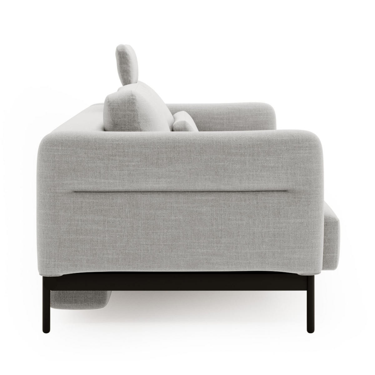 3-SITZER-SOFA Solianero Hellgrau 223 cm - Hellgrau/Schwarz, Textil/Metall (223/95/96cm) - Selsey