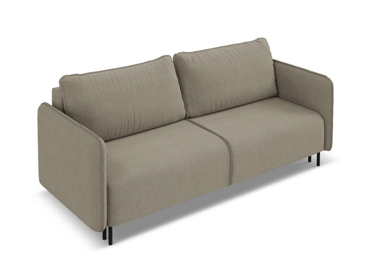 3-SITZER SOFA mit Schlaffunktion Strukturstoff Stoff Beige - Beige/Schwarz, Holz/Textil (226/90/92cm) - Makamii
