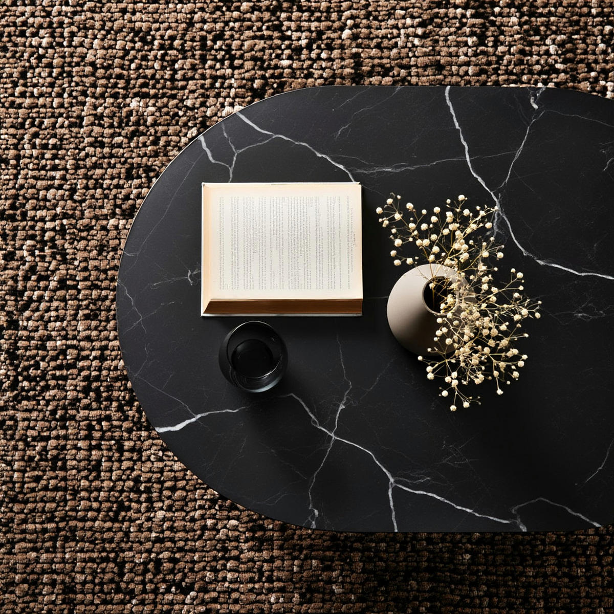 COUCHTISCH mit Marmor Optik, rechteckig, Ablage, goldenes Metallgestell, Schwarz 100x60x45 cm - Goldfarben/Schwarz, Holzwerkstoff/Metall (60/100/45cm) - KADIMA DESIGN