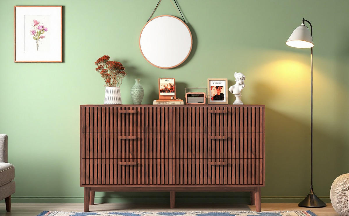 KOMMODE 6 Schubladen Nussbaum Modern - Nussbaumfarben, Holz (34/100/73cm) - SHOPENTRA