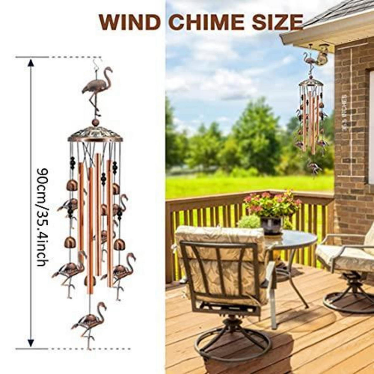 WINDSPIEL Flamingo Aluminium 90 cm - Bronzefarben, Metall (90/15/15cm)
