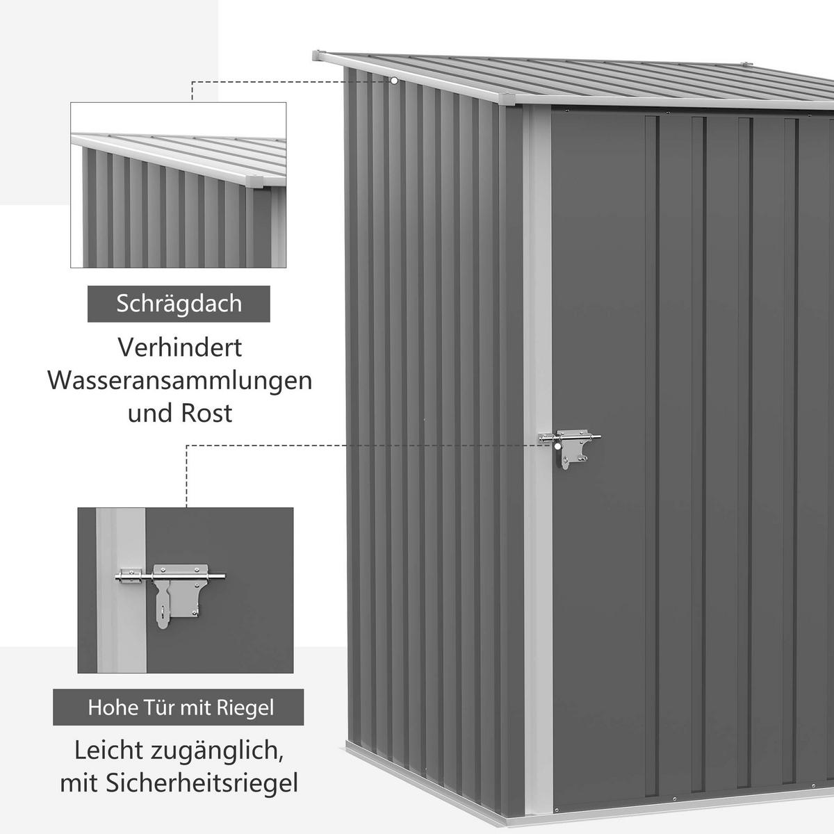 GERÄTEHAUS aus Stahl, 0,92 m² Geräteschuppen, Gartenschrank abschließbar, Grau - Grau, Metall (103/160/100cm) - Outsunny