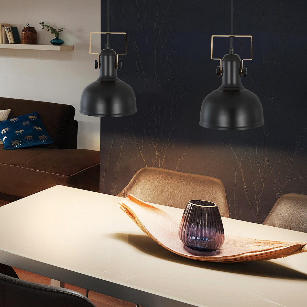 PENDELLEUCHTE Seraphina 18/18/160 cm - Schwarz, Metall (18/18/160cm) - ZMH