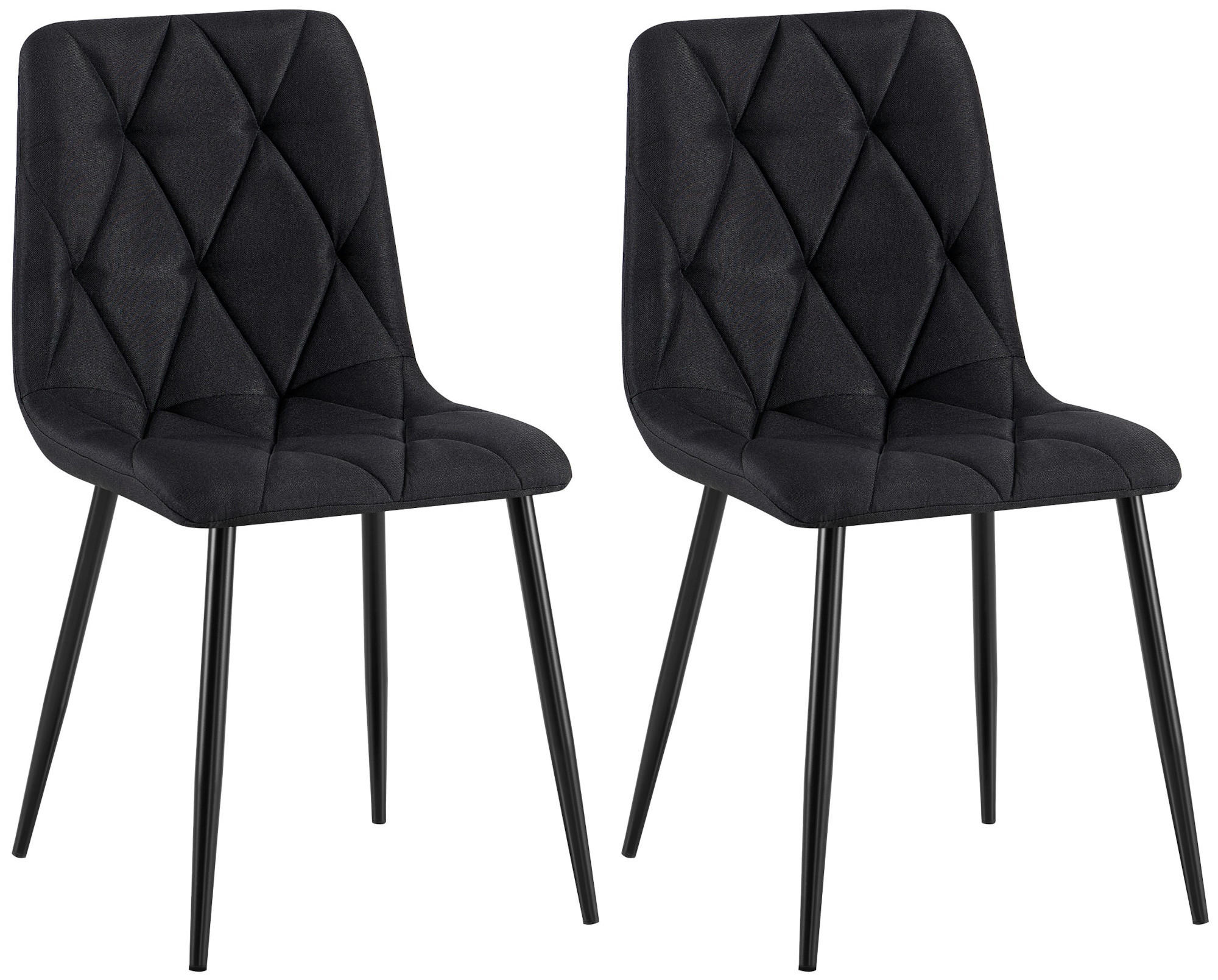 STUHL 2er Set Stoff Schwarz - Schwarz, Textil/Metall (45/85/55cm) - CLP