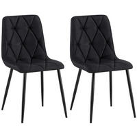 STUHL 2er Set Stoff Schwarz - Schwarz, Textil/Metall (45/85/55cm) - CLP