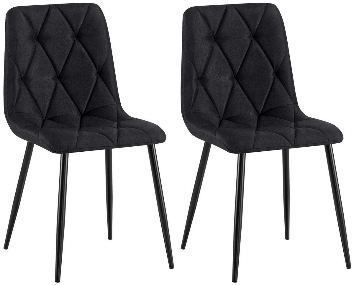 STUHL 2er Set Stoff Schwarz - Schwarz, Textil/Metall (45/85/55cm) - CLP