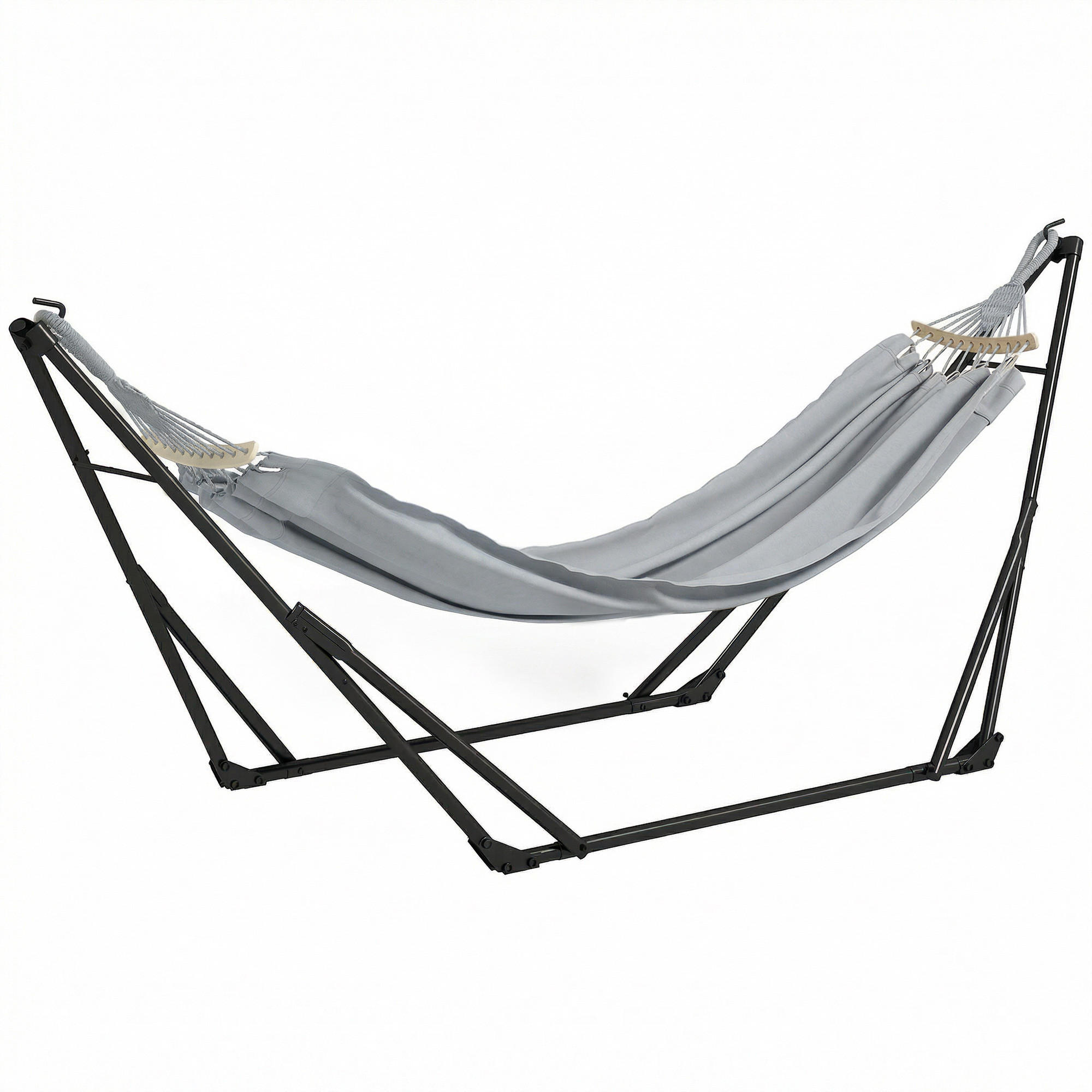 HÄNGEMATTE DE-13684 2-in-1 klappbar mit Tragetasche Grau - Grau, Metall (89/100/268cm) - ComfortXL